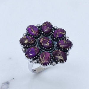 Bagues en argent sterling 925 avec pierre précieuse turquoise cuivre violet, design classique, vente en gros de bagues fines - Product Image 2