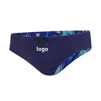 Venta caliente de los hombres Sexy de dos capas Bikini traje de baño 1 pieza impermeable Spandex/Nylon 4-Way Stretch Animal Pattern Swim Briefs