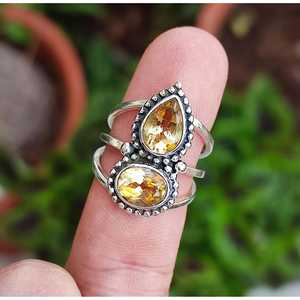Handmade Citrine <b>Statement</b> <b>Ring</b> in Sterling Silver Yellow Gemstone Jewelry for November Birthdays Fashionable <b>Ring</b> - Product Image 6