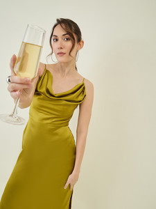 Vestido Midi sin espalda de satén de seda para mujer Sexy y elegante estilo Bodycon, ideal para eventos de verano - Product Image 2