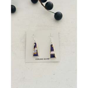 Pendientes Colgantes Geométricos Steve Francisco Violet Rose con Incrustaciones de Plata de Ley y Compuesto - Product Image 1