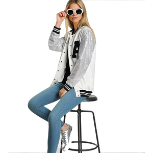 Meilleure qualité vestes universitaires pour femmes XL Plus noir Polyester/coton corps manches blanches fermeture à boutons décontracté collège respirant - Product Image 5
