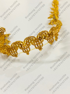 Haute qualité couleur personnalisée métallisé dentelle bordure paillettes perlées brodées Soluble dans l'eau 15MM pour chaussures - Product Image 4