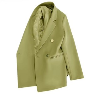 2025 élégant femmes surdimensionné Blazer manteau coupe ample bureau costume veste épaulettes Double boutonnage bouton décontracté Chic Style - Product Image 1