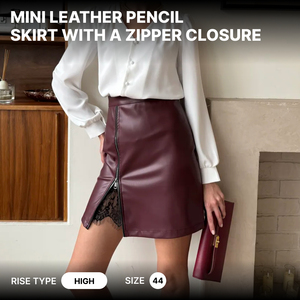 Women Mini Leather <b>Pencil</b> <b>Skirt</b> Zipper Side Closure High Rise Solid Color Fashion <b>Skirt</b> for Party Streetwear - Product Image 1