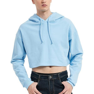 NOUVEAU Sweats à capuche personnalisés de haute qualité en coton épais Pullover vierge Sweats à capuche courts à épaules tombantes pour hommes - Product Image 3