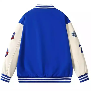 Venta al por mayor Varsity Jacket Chenille bordado hombres Universidad mangas de cuero chaqueta de béisbol personalizada marca personalizada lona soporte de tela - Product Image 4