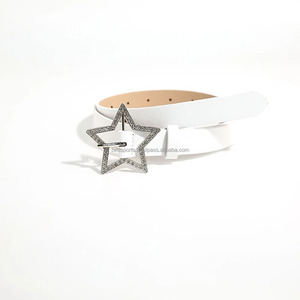 Pretina Retro brillante con diamantes de imitación para mujer, hebilla de estrella Y2K, cinturón de cuero PU rosa, decoración de novia adornada elástica para niña - Product Image 4