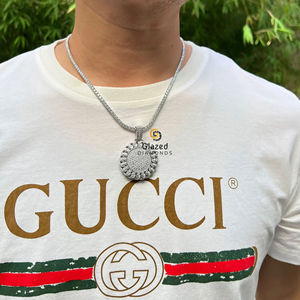 จี้เพชรโมอิสทรงกลมใสมากประกายเพชร10K สีขาวทองและไม่มีสี - Product Image 5