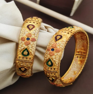 Brazaletes de latón con acabado antiguo para mujer, joyería étnica hecha a mano, elegante, ligero, chapado en oro, conjunto de brazaletes a precio de fábrica - Product Image 5