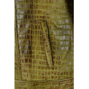 Veste en toile de cuir vintage, vert olive, style camionneur, exotique, coupe-vent, imperméable, fermeture éclair pour l'hiver - Product Image 5