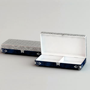 Caja de joyería decorativa al por mayor a granel Metal MDF azul oscuro Color plata producto hecho a mano para decoración Almirah - Product Image 5