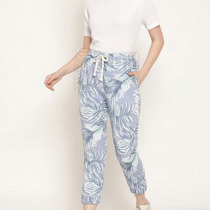 Women Winter <b>Drawstring</b> <b>Trousers</b> Flat Front 100% Cotton Breathable Comfortable Casual Daily Wear Pants for Women - Product Image 4