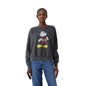 Sudadera de Cuello Redondo con Lavado Ácido, Estilo Vintage Desgastado, 100% Algodón, Felpa, Informal, Invierno, con Estampado Frontal - Product Image 1