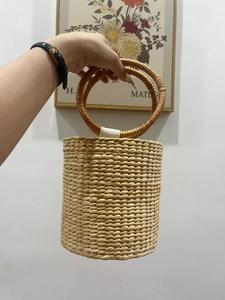 VENTA ENTERA BOLSO HECHO A MANO CILINDRO AGUA JACINTO MANGO BOLSA AGUA JACINTO CESTA DE LOTO AZUL VIETNAM - Product Image 3