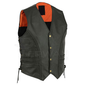 Chaleco de cuero para hombre con logotipo personalizado, tejido de punto de buena calidad, ligero, de gran tamaño, para deportes de invierno, cierre de cremallera superior, oferta impresa - Product Image 2