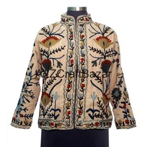 Veste bomber en velours chaud, style ethnique, pour femmes, imprimé floral en coton, rayures, matelassée, broderie, respirante, écologique - Product Image 2