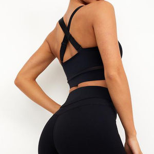 Ensemble de soutien-gorge court sans dos à maintien élevé pour femme, léger, pour le sport, le yoga et la course, personnalisable avec logo, grandes tailles, respirant, en soie - Product Image 4