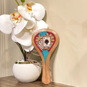 Espejo de mano de cuero genuino pintado a mano, cubierta occidental de maquillaje de tarjeta, espejo de mano, diseño Vintage, regalo perfecto para esposa - Product Image 2