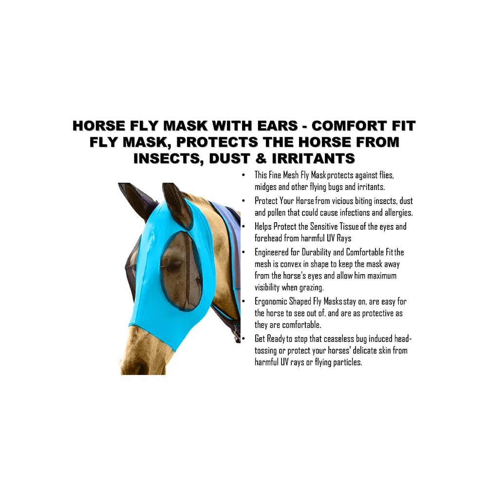Horse Fly Mask With Ears And Eyes Soft Mesh Lycra Fabric Available At Best Price
