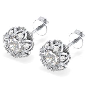 REYES Pendientes de Botón de Oro Sólido de 14K con Moissanita Redonda de Corte Brillante de 4.55 Ct, con Cierre de Rosca, para Mujer, Regalo de Boda, Joyería - Product Image 4