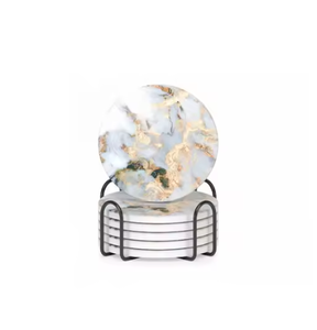 Marble and Wooden Coasters Attractive Design <b>Table</b> <b>Top</b> <b>Decoration</b> Coaster Set with Anti-Slip Base Stylish & Functional Coasters - Product Image 4