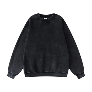 Vente en gros de sweatshirt en molleton de coton surdimensionné pour hommes, col rond, pull en éponge en relief, Streetwear d'hiver - Product Image 3