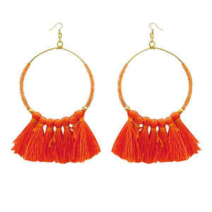 Tip Top Fashions Boucles d'oreilles chandelier en fil orange plaqué or Modèle 1308339B - Product Image 1