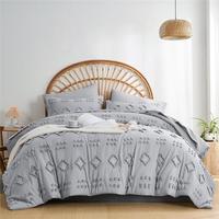Housse de couette tuftée reine taille 3 pièces Boho microfibre housse de couette ensemble broderie Shabby Chic maison literie housses de couette