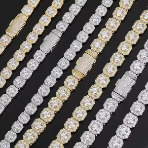 Trendy 5mm Lab Grown Cut Diamond 925 <b>Silver</b>/10K Gold Plated <b>Tennis</b> Chain Versatile Bling Jewelry for Weddings Gifts Engagements - Product Image 2