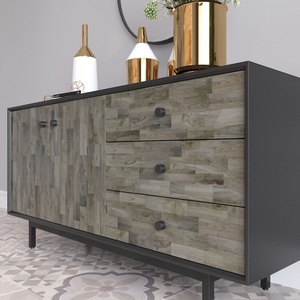Armoire de présentation minimaliste en bois d'hévéa pour salon 140x35x68cm Meuble de maison KTB68061 - Product Image 5