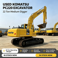 Excavatrice sur chenilles Komatsu PC220, 22 tonnes, hydraulique, moteur SAA6D107, d'occasion, japonaise, pour travaux de construction lourds