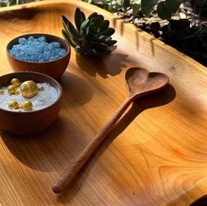 Cuchara y Tenedor de Madera de Acacia Natural, Estilo Nórdico Ecológico, Utensilios de Cocina, Vajilla, Chapado en Oro, Personalizado, Largo - Product Image 1