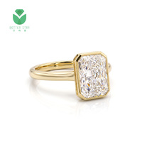 Bague solitaire classique Betterstar en diamant de laboratoire taille radiant, or jaune 18 carats, 3 carats D VVS, certifiée IGI, unisexe, pour fiançailles