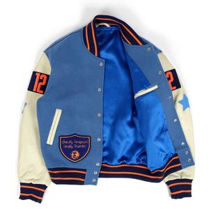 Chaqueta universitaria de béisbol de lana con bordado de chenilla personalizado de alta calidad para hombre con mangas de cuero, chaqueta Formal de invierno con logotipo frontal - Product Image 2