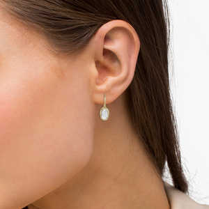 14k Yellow Gold Bezel-Set Oval White Topaz <b>Leverback</b> <b>Earrings</b> 1.14ct Fashionable Style - Product Image 3