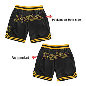 Short sublimé de couleur noir et jaune pour homme, vêtement de basket-ball, pour équipe personnalisée - Product Image 3
