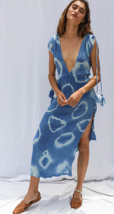 ชุดเดรสแขนกุดคอวีแขนกุดสำหรับผู้หญิงชุดเดรสผ้าเรยอนย้อมสีจากนักออกแบบที่หรูหรา - Product Image 3