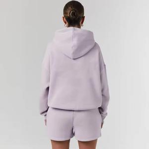 Fashionable Women <b>Crop</b> Hoodie and Shorts Sets - Soft and Durable for Casual and Athletic Wear No - Product Image 6
