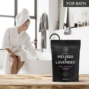 Aromatika Melissa y Lavanda, Sal Marina Natural en Cristales para Baños de Pies, 1000g, Relajante Baño de Pies, Bolsa Doypack con Cierre Hermético - Product Image 4