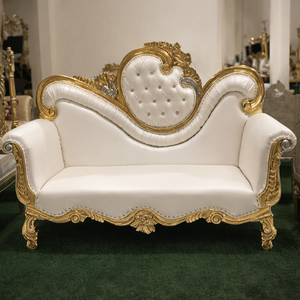 Sofás Elegantes para Bodas, Muebles Decorativos de Lujo, Juego de Sofás Dorados para Bodas, Tapicería Blanca, Muebles Decorativos para Escenarios - Product Image 6