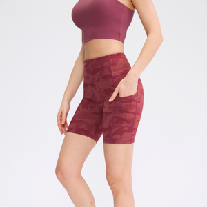 กางเกงขาสั้นเอวสูงสำหรับผู้หญิงกางเกงออกกำลังกายขาสั้นมีกระเป๋าด้านข้างสำหรับเล่นโยคะวิ่งออกกำลังกายกางเกงสแปนเด็กซ์ออกแบบได้ตามต้องการ - Product Image 5