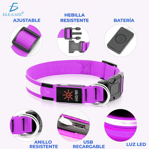 Collare per Cani e Gatti di Lusso con Luce LED, Ricaricabile, Sostenibile, in Nylon e Poliestere Resistente con Motivo Stampato - Product Image 3