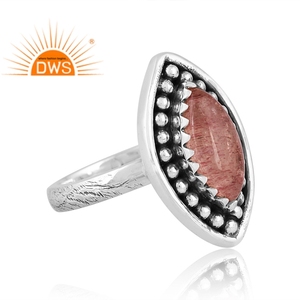 Meilleure vente bague en argent Sterling oxydé naturel fraise Quartz pierres précieuses déclaration bijoux personnalisés pour les femmes cadeau pour elle - Product Image 2