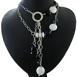 Collar de Cadena con Baño de Oro de Moda para Mujer, Estilo Religioso Vintage con Perlas Blancas y Negras, para Regalo de Aniversario o Fiesta - Product Image 2