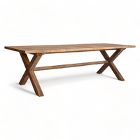 Ensemble de table à manger rustique en teck ancien récupéré, unique, pour 6 personnes, pour restaurant, extérieur et salon