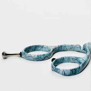 Customizable 5.5" Straight Edge Premium Sharp <b>Hairdressing</b> <b>Scissors</b> Right-Handed Blue Leaf Motif - Product Image 3