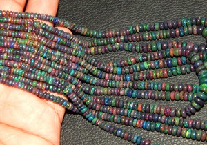 Cuentas de piedra Rondelle lisas de ópalo negro etíope de primera calidad para la fabricación de joyas y manualidades - Product Image 3