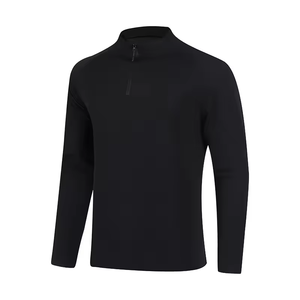 Logo personnalisé, polyester respirant, spandex, fermeture éclair quart de tour, manches longues, homme, séchage rapide, logo sur le devant - Product Image 2