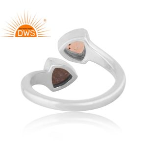 แหวนโอปอลและอัญมณีลาบราดอไรต์ธรรมชาติแหวนเงินแท้ปรับได้ - Product Image 3